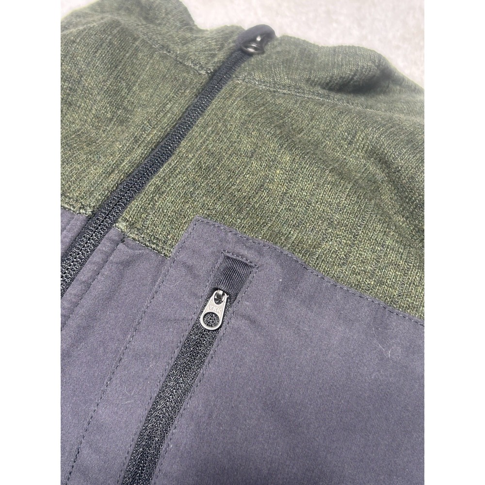 prAna Appian Full-Zip Sweater Jacket Mens XL Green Gray Wool Blend Quilted